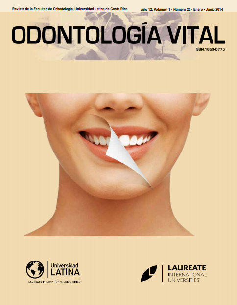 					Ver Vol. 1 Núm. 20 (12): Odontología Vital, Núm 20, Enero - Junio 2014
				